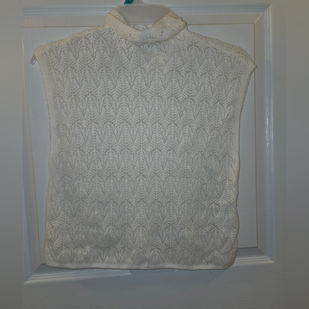 NWT Abercrombie & Fitch White Knit Sweater Mock Neck, Merino Wool Blend, Sz Med